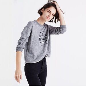 Madewell Big Sky Montana Womens Large Gray Cut-Off Pullover Sweatshirt EUC